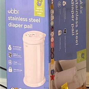 Ubbi White Stainless Steel Diaper Pail